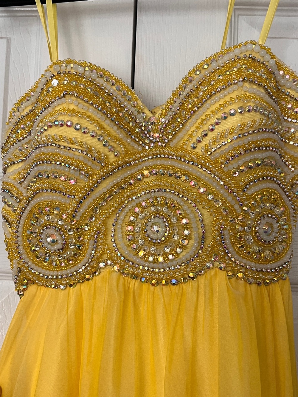 Angela & Alison Yellow Beaded Prom' Gown - Picture 3 of 5